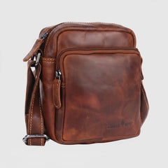 Greenwood Leather Mini-Messenger Bag. Premium Compact Crossbody Travel Organizer-1
