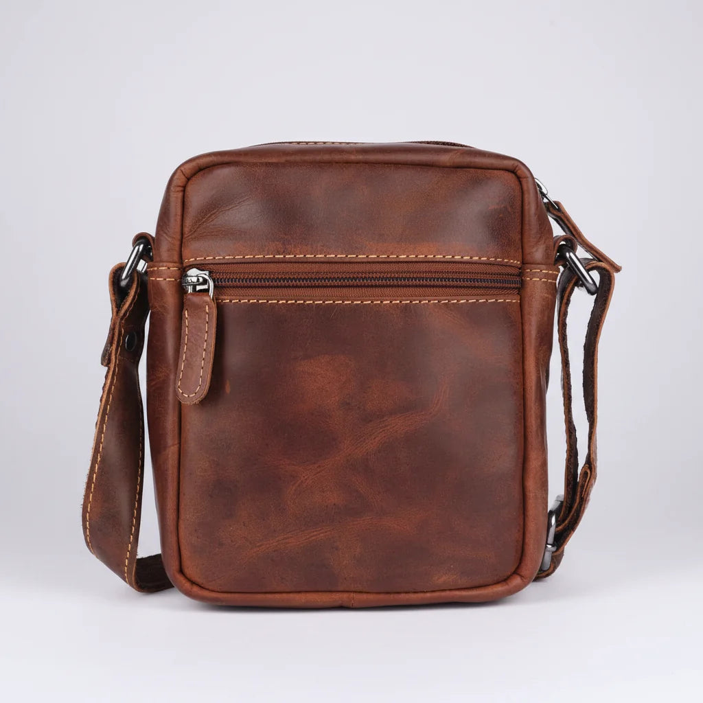 Greenwood Leather Mini-Messenger Bag. Premium Compact Crossbody Travel Organizer-2