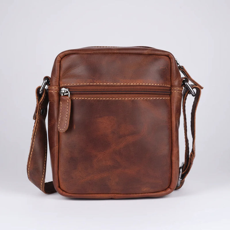 Greenwood Leather Mini-Messenger Bag. Premium Compact Crossbody Travel Organizer-2