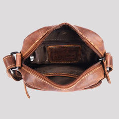Greenwood Leather Mini-Messenger Bag. Premium Compact Crossbody Travel Organizer-4
