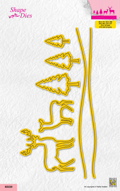 Nellie's Choice Shape Die - Landscape With Pine Trees And Deer-1