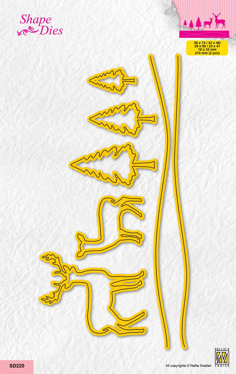 Nellie's Choice Shape Die - Landscape With Pine Trees And Deer-1