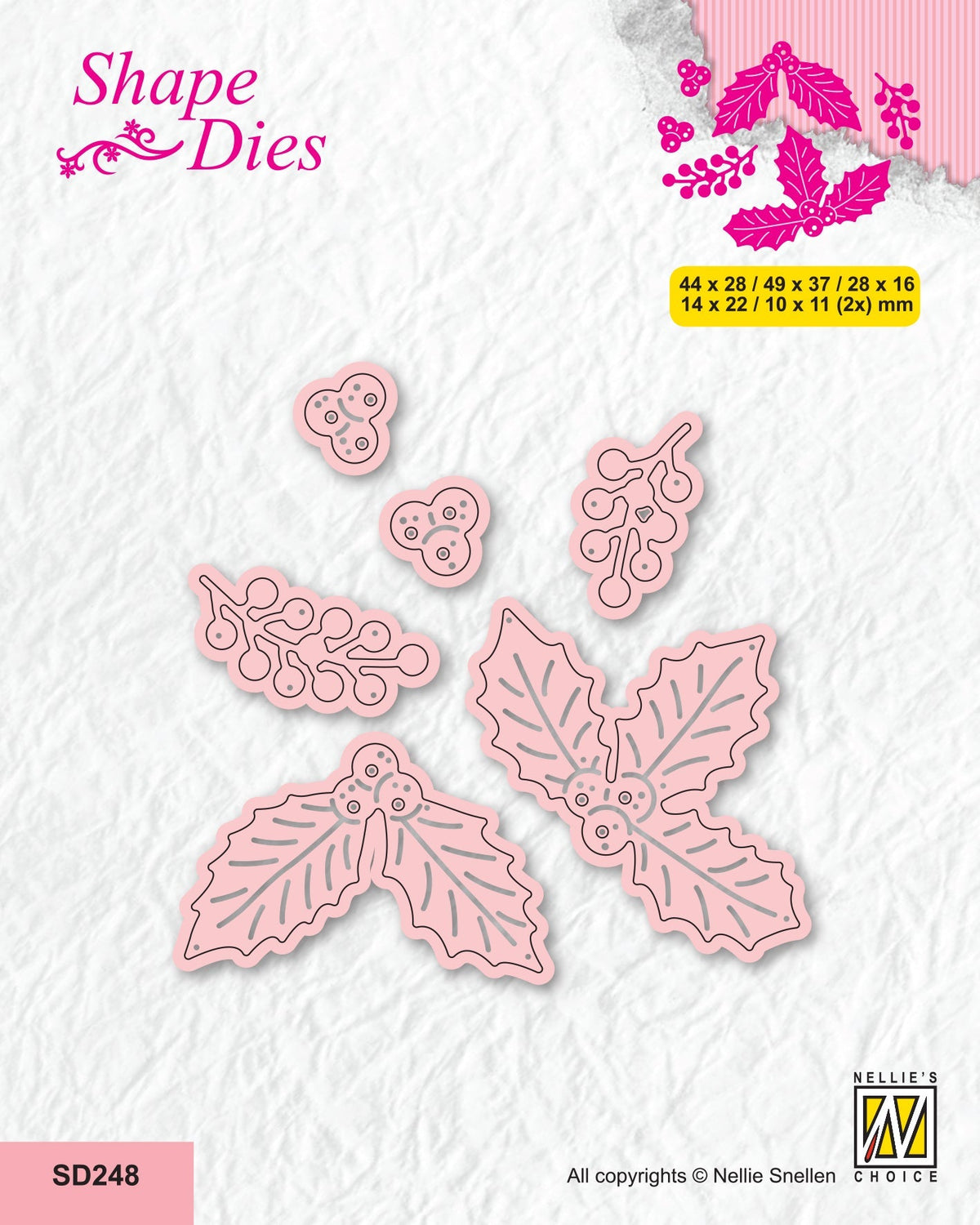 Nellie's Choice Shape Die - Christmas - Holly Leaves And Berries-1