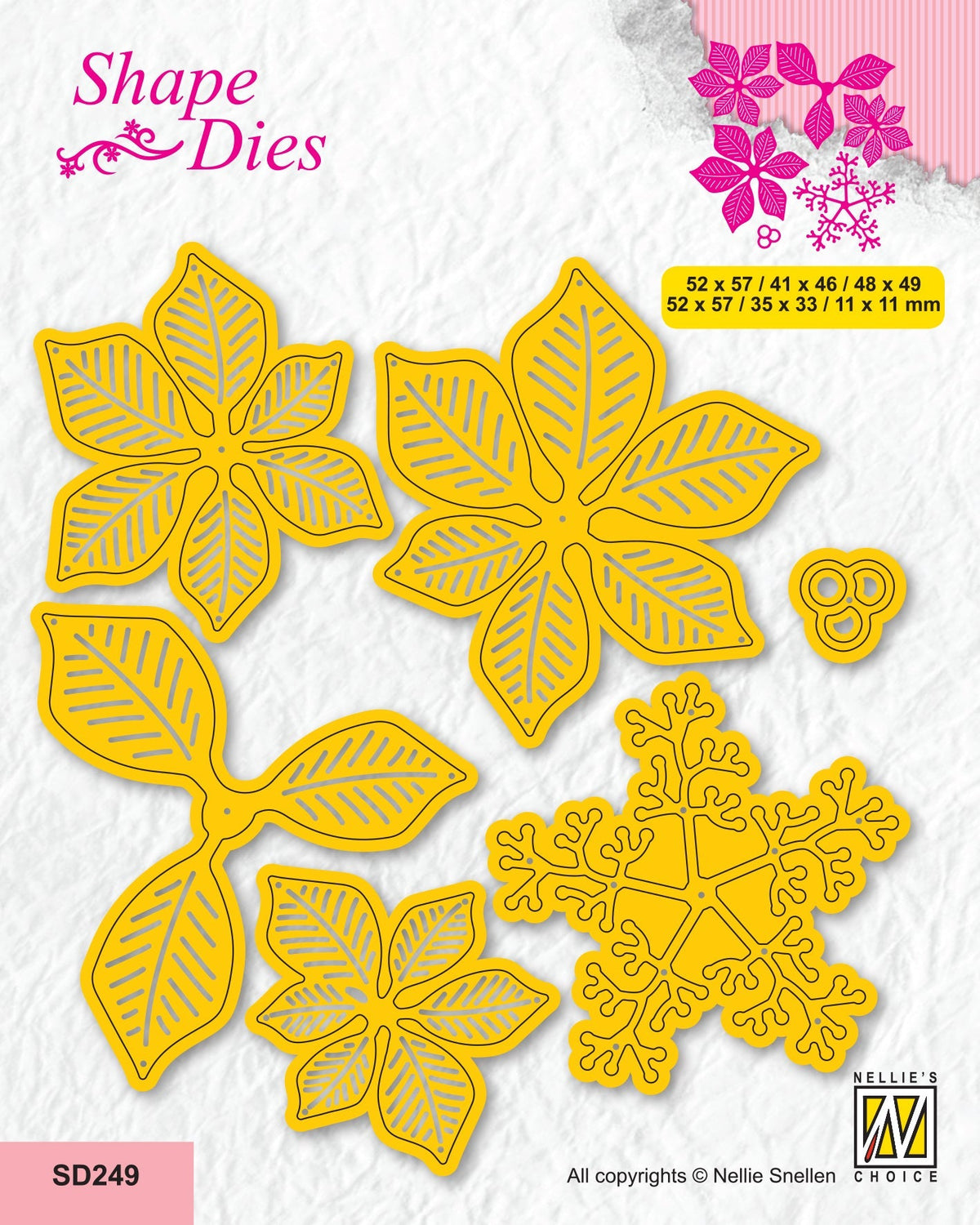 Nellie's Choice Shape Die - Christmas - Poinsettia With Stamen-1