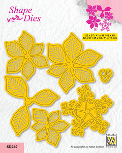Nellie's Choice Shape Die - Christmas - Poinsettia With Stamen-1