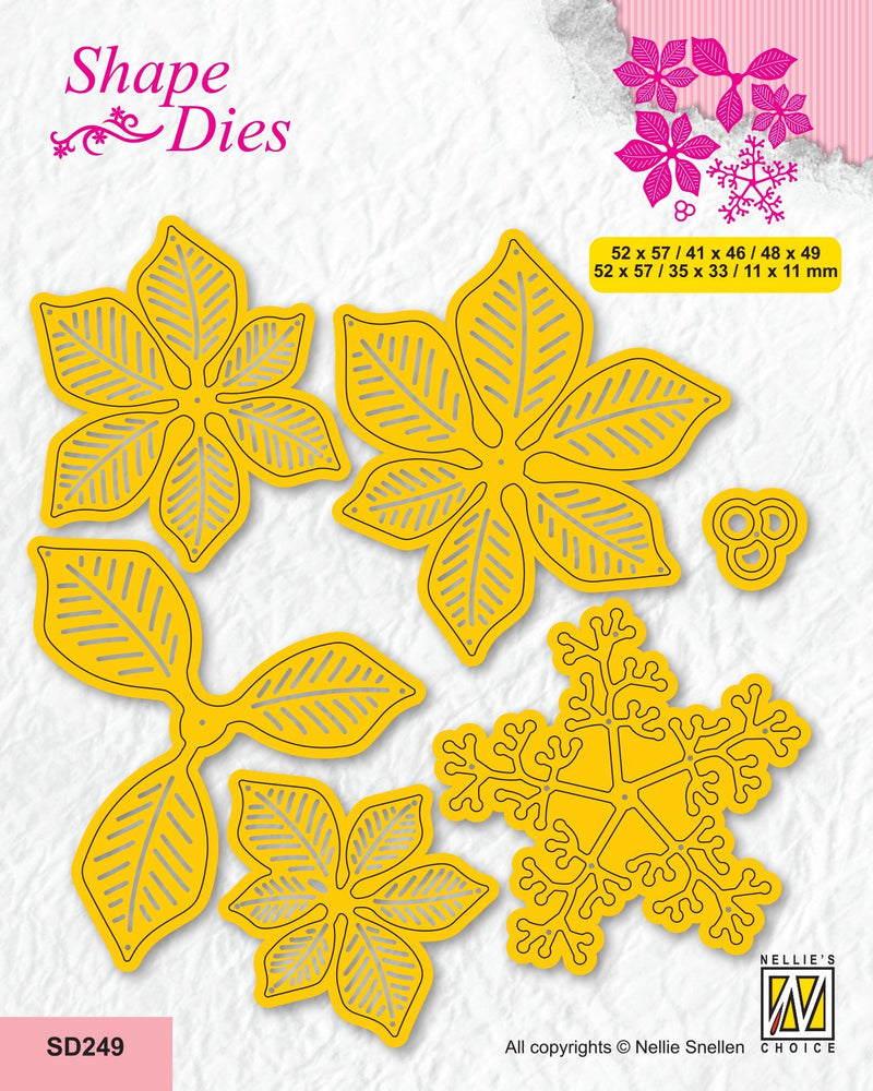 Nellie's Choice Shape Die - Christmas - Poinsettia With Stamen-1