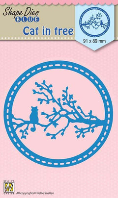 Nellie's Choice - Shape Die Blue Cat in Tree-1