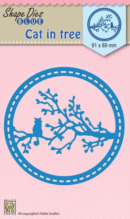 Nellie's Choice - Shape Die Blue Cat in Tree-1