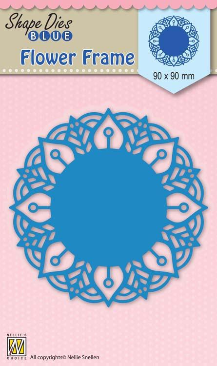 Nellie's Choice - Shape Die Blue Round Lace-Flower Frame-1