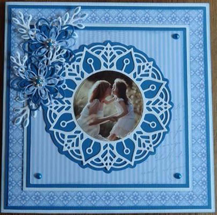 Nellie's Choice - Shape Die Blue Round Lace-Flower Frame-3