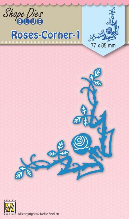 Nellie's Choice - Shape Die Blue Roses Corner 1-1