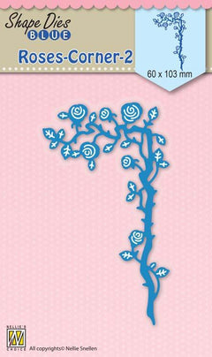 Nellie's Choice - Shape Die Blue Roses Corner 2-1