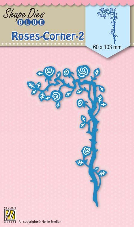 Nellie's Choice - Shape Die Blue Roses Corner 2-1