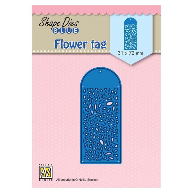 Nellie's Choice Shape Dies Blue Flower Tag-1