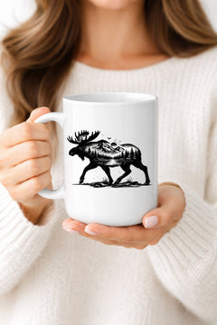 Moose Forest Mug — Rustic Wildlife Cabin Coffee Mug-1