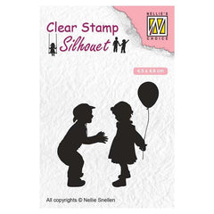 Nellie's Choice Clear Stamps Silhouette Children with Balloon-1