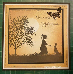 Clear Stamp Silhouette Girl With Hare-2