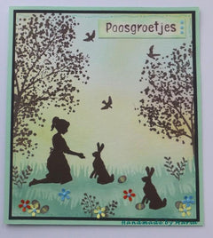 Clear Stamp Silhouette Girl With Hare-3