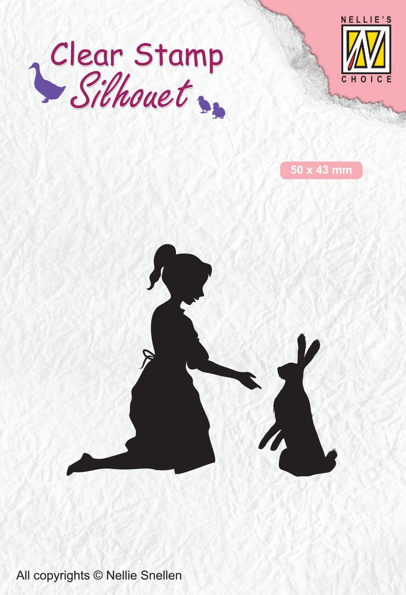 Clear Stamp Silhouette Girl With Hare-1