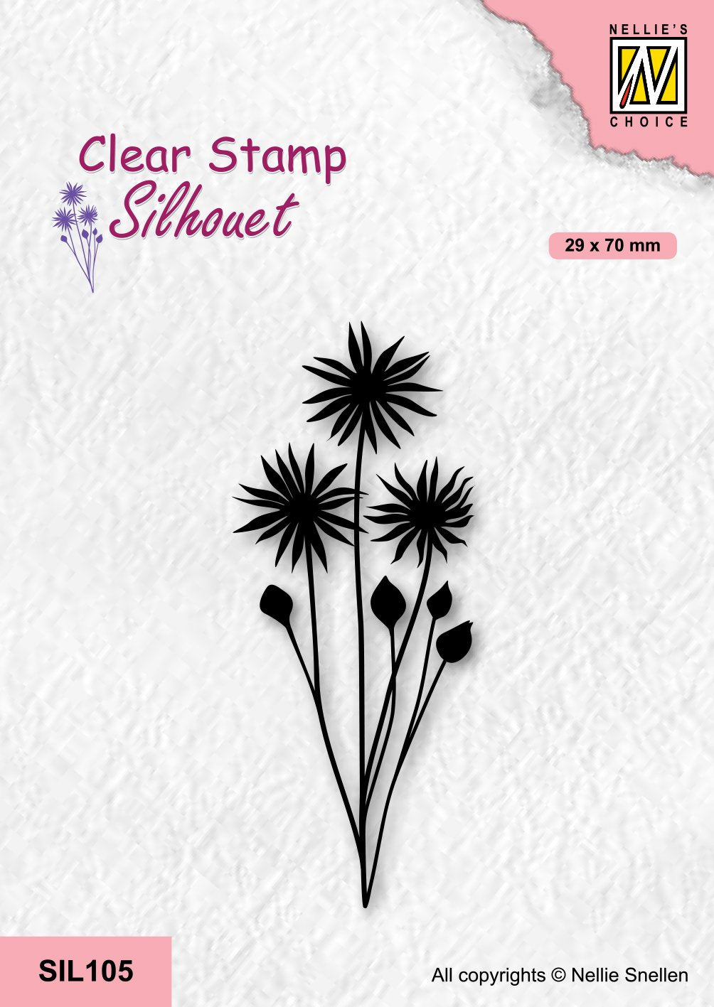 Nellie's Choice Clear Stamp Silhouette - Flowers-18-1