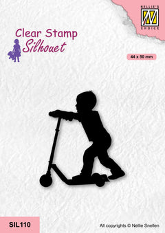 Nellie's Choice Clear Stamp Silhouette - Boy With Scooter-1