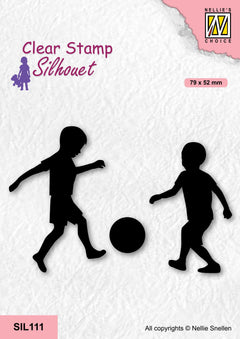 Nellie's Choice Clear Stamp Silhouette - Boys Playing Soccer-1