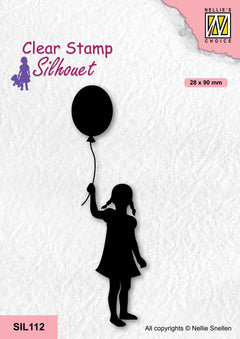 Nellie's Choice Clear Stamp Silhouette - Girl With Balloon-1