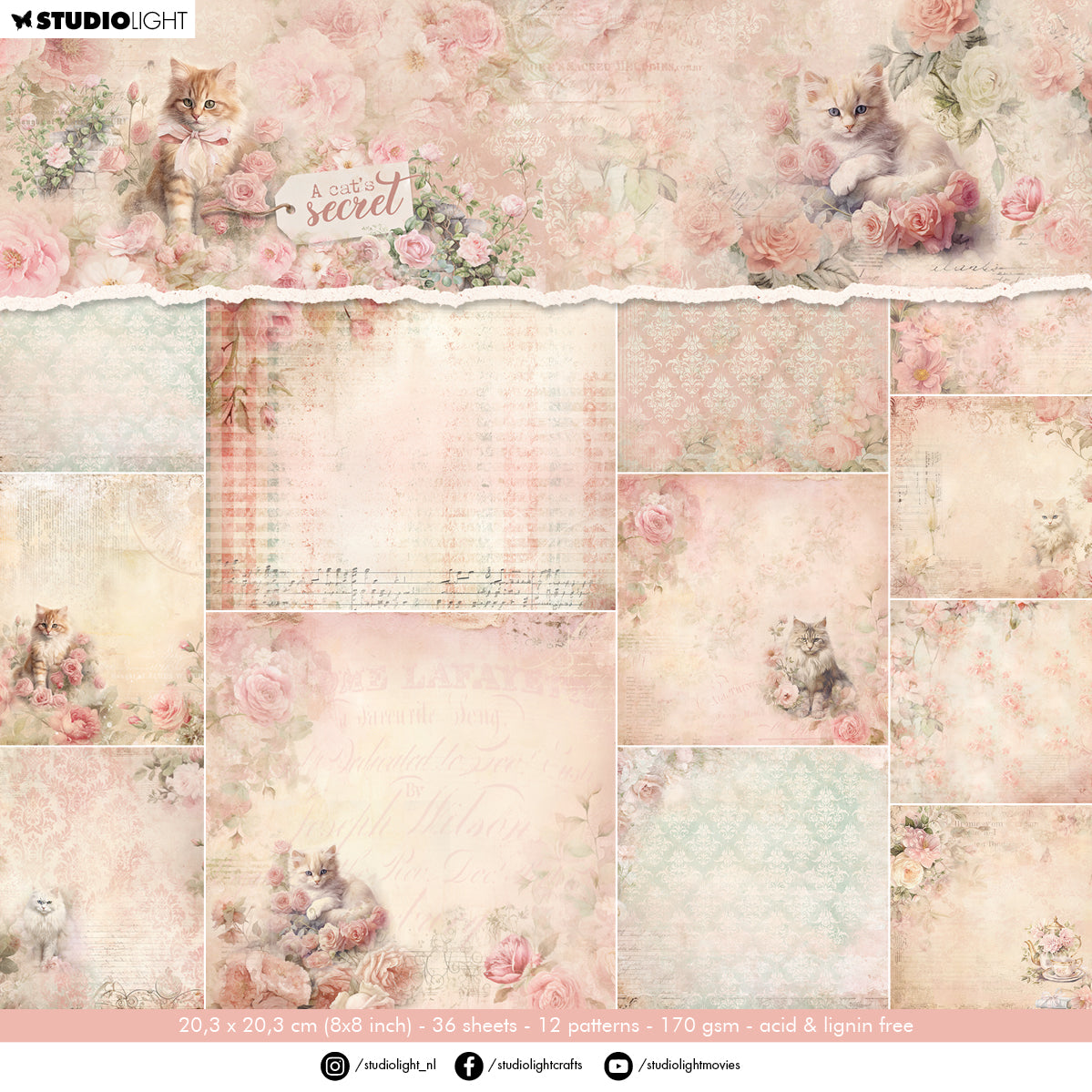 SL Designer Paper Pad Background Paper A Cat's Secret 36 Sheets-1