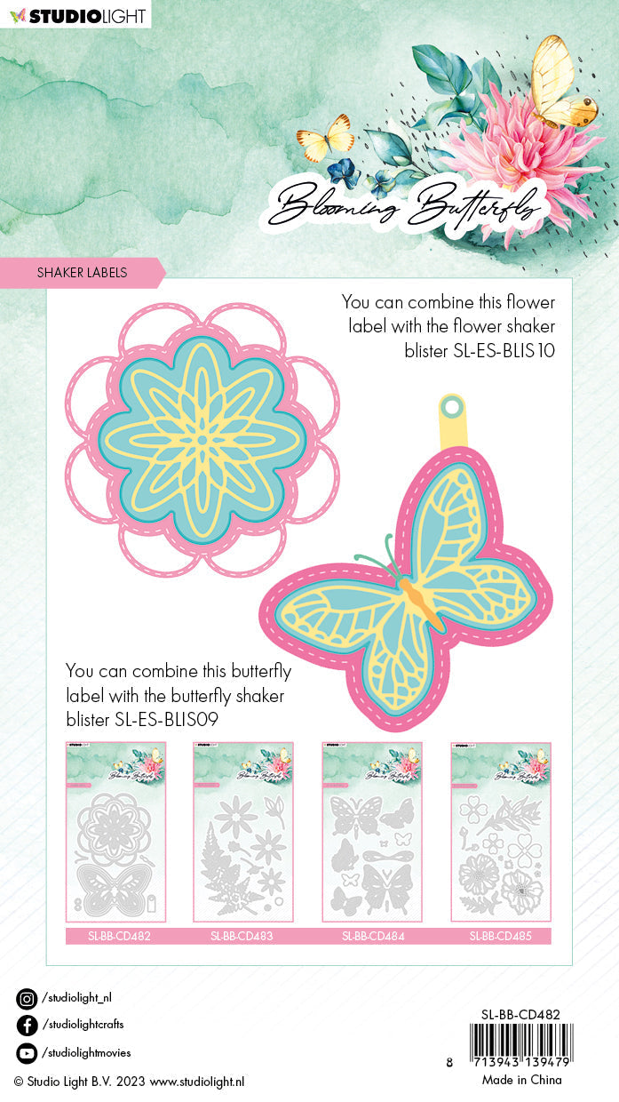 SL Cutting Die Shaker Labels Blooming Butterfly 93x143x1mm 11 PC nr.482-4