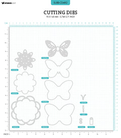 SL Cutting Die Shaker Labels Blooming Butterfly 93x143x1mm 11 PC nr.482-2
