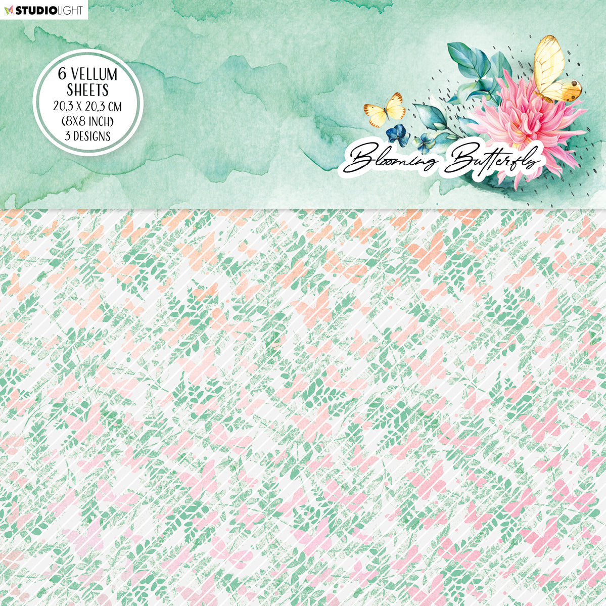 SL Vellum Set Background Patterns Blooming Butterfly 203x203x3mm 6 SH nr.03-1