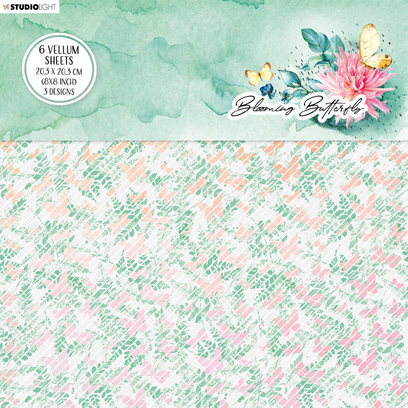 SL Vellum Set Background Patterns Blooming Butterfly 203x203x3mm 6 SH nr.03-1