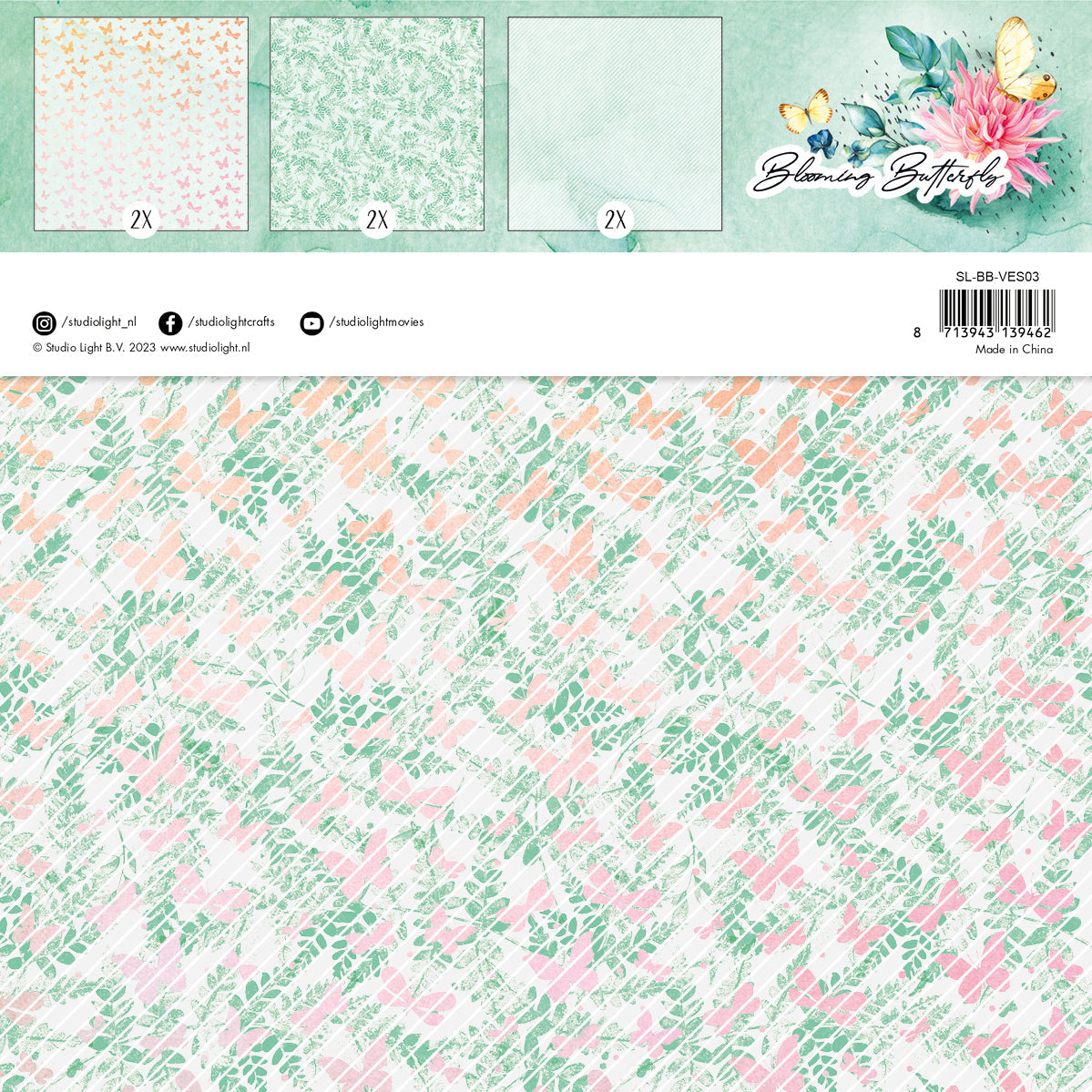SL Vellum Set Background Patterns Blooming Butterfly 203x203x3mm 6 SH nr.03-2