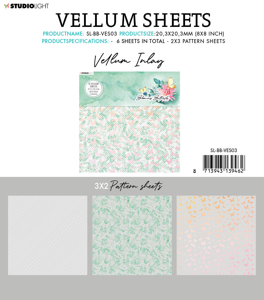 SL Vellum Set Background Patterns Blooming Butterfly 203x203x3mm 6 SH nr.03-3