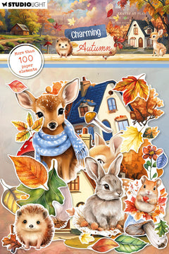 SL Éléments en papier Feuilles, Animaux et Maisons Charmant automne 108 pièces-1