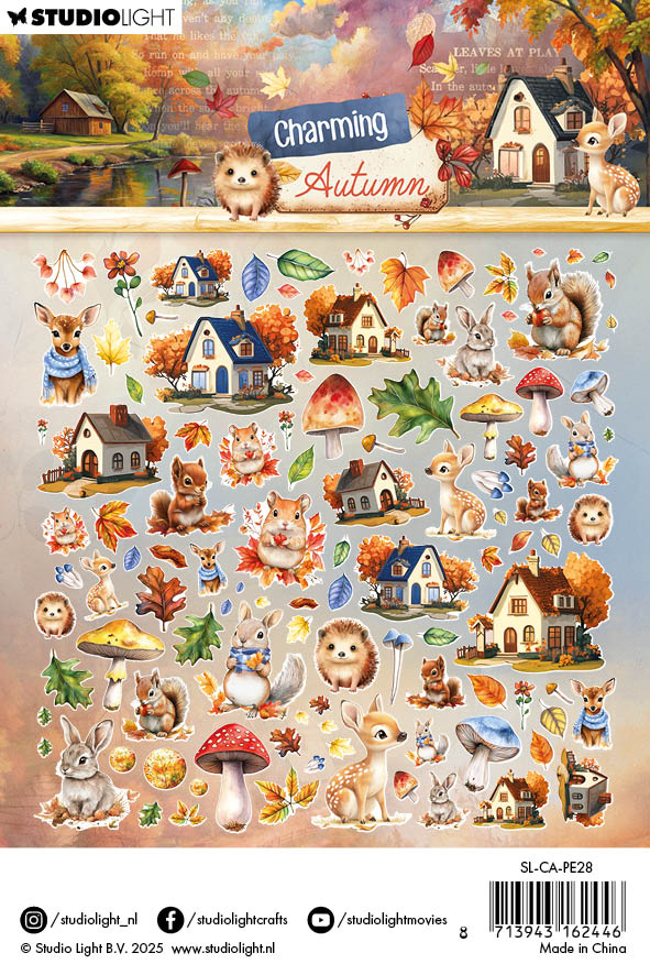 SL Éléments en papier Feuilles, Animaux et Maisons Charmant automne 108 pièces-2