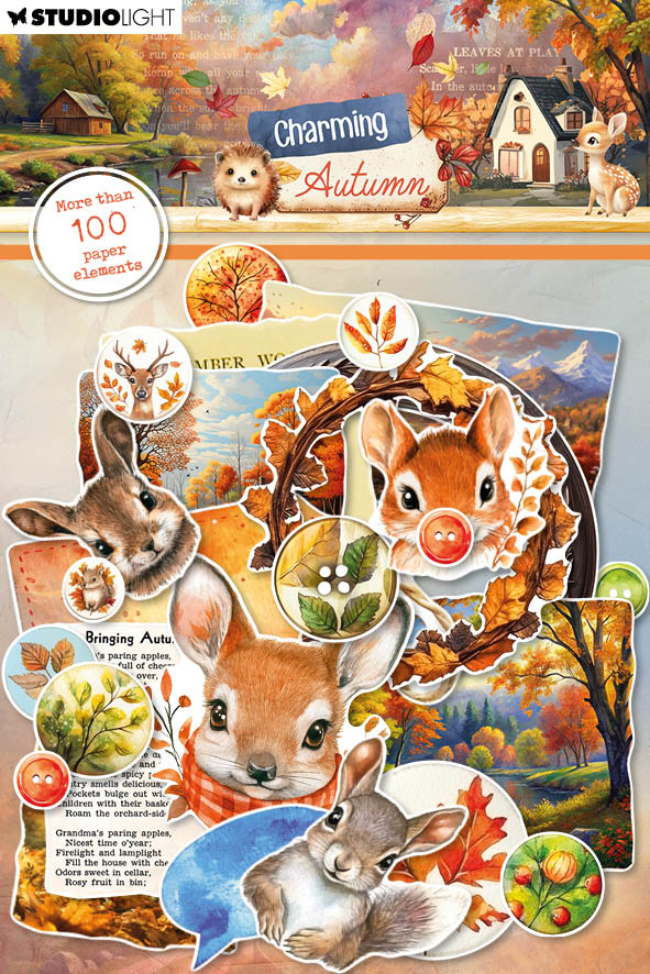 SL Éléments en papier, étiquettes, images et têtes d'animaux Charmant automne 126 pièces-1