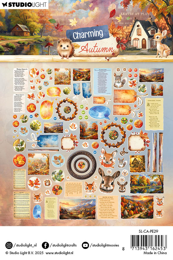 SL Éléments en papier, étiquettes, images et têtes d'animaux Charmant automne 126 pièces-2
