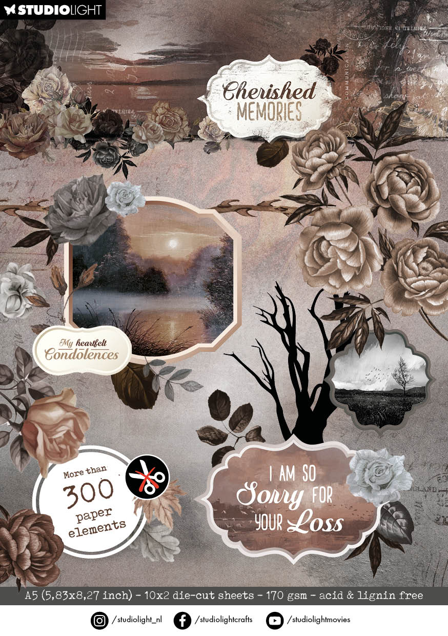 SL Die-Cut Paper Pad Paper Elements Cherished Memories 20 SH-1