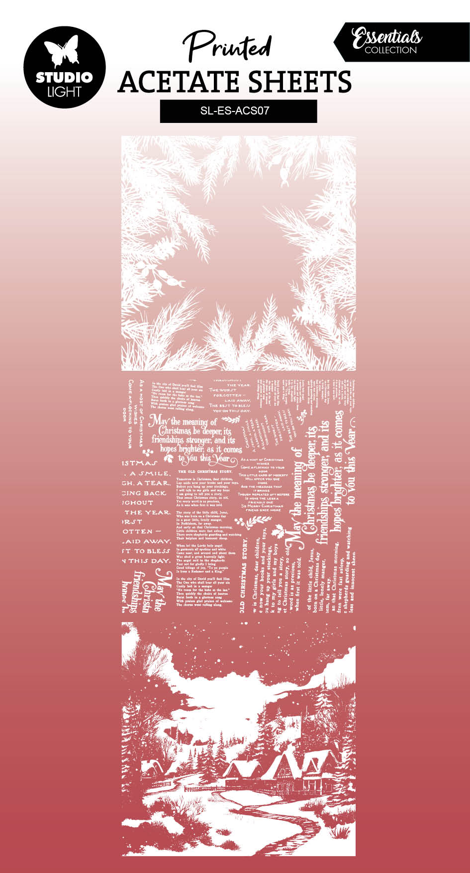 SL Acetate Sheet Snowy Town, Pine & Verses Essentials 6 SH-3