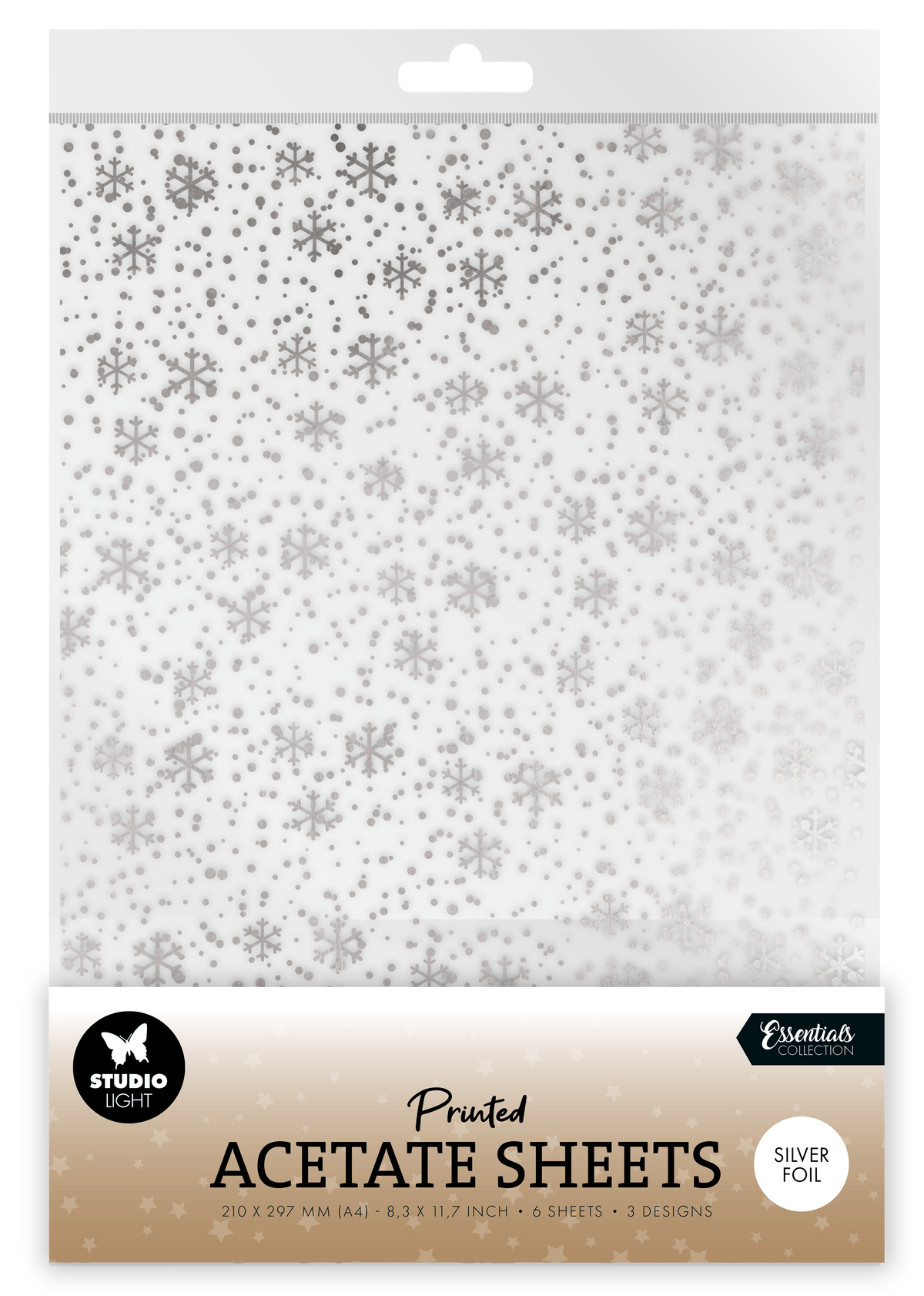 SL Acetate Sheet Snowflakes Silver Essentials 6 Sheets-1