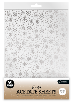 SL Acetate Sheet Snowflakes Silver Essentials 6 Sheets-1
