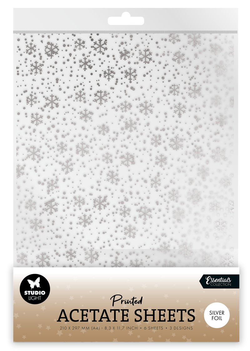 SL Acetate Sheet Snowflakes Silver Essentials 6 Sheets-1