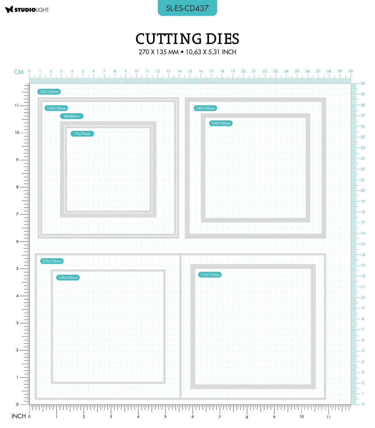 SL Cutting Dies Folded Card Square Essentials 270x135x1mm 9 PC nr.437-2