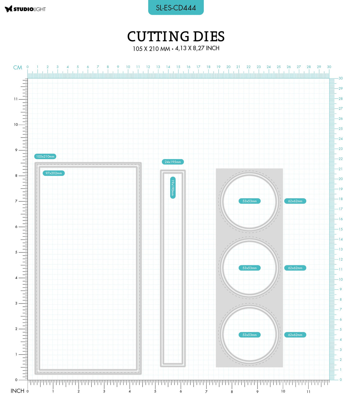SL Cutting Dies Slim+Circle Passe Partout Essentials 105x210x1mm 8 PC nr.444-2