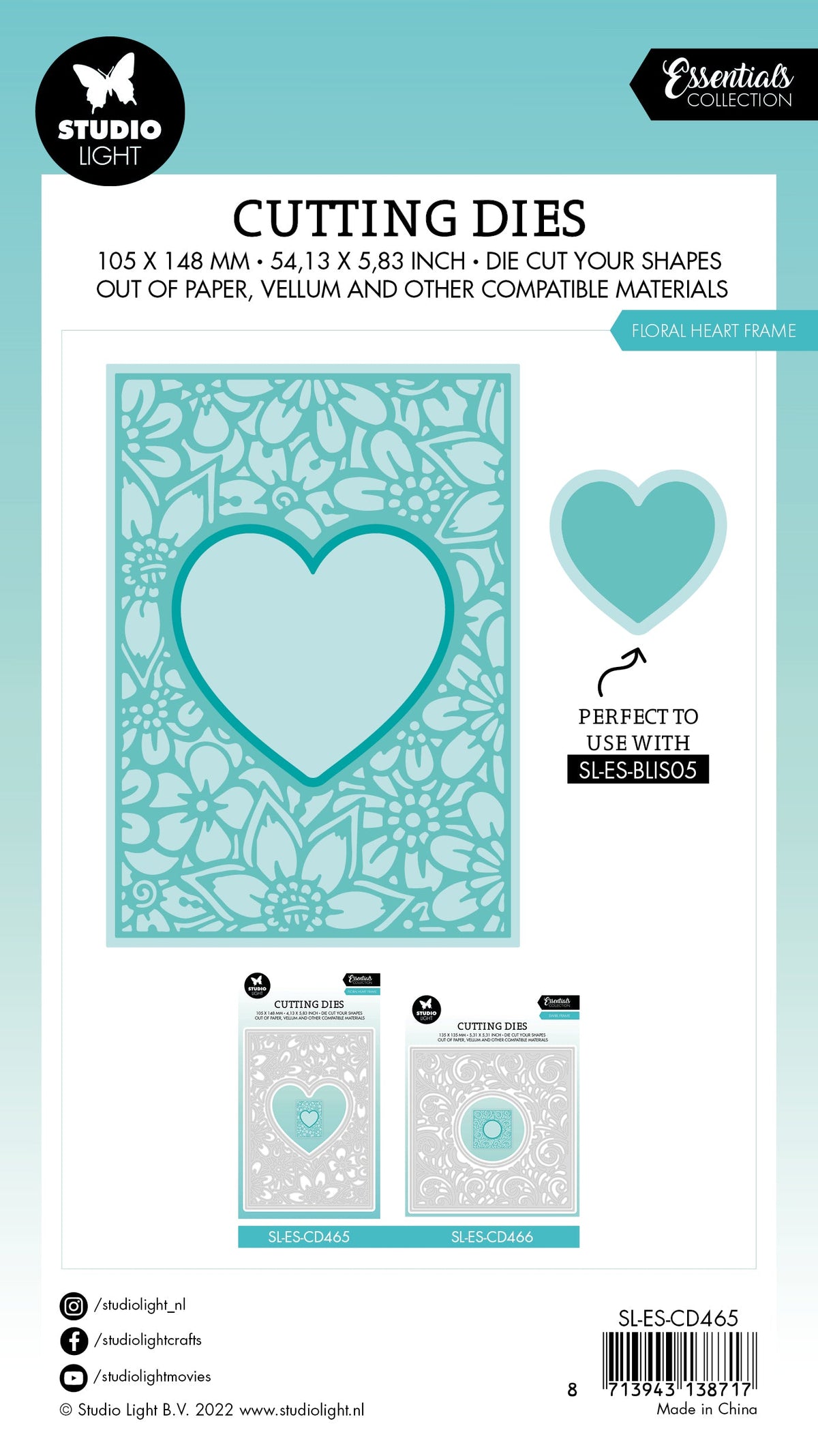 SL Cutting Die Floral Heart Frame Essentials 105x148x1mm 4 PC nr.465-4