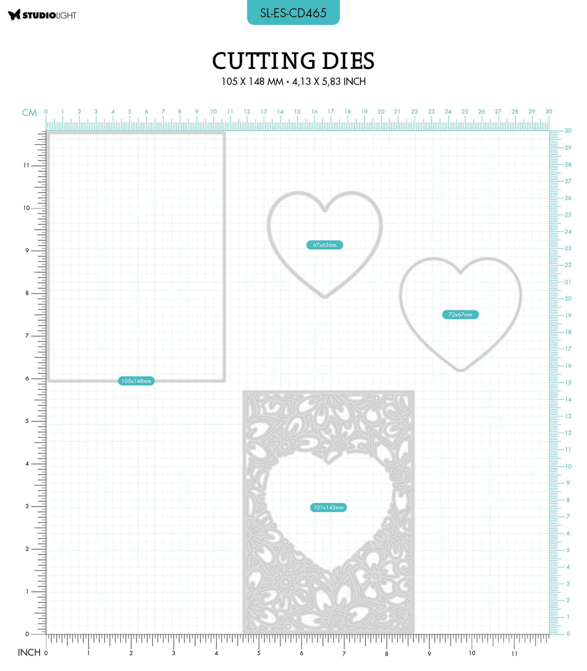 SL Cutting Die Floral Heart Frame Essentials 105x148x1mm 4 PC nr.465-2