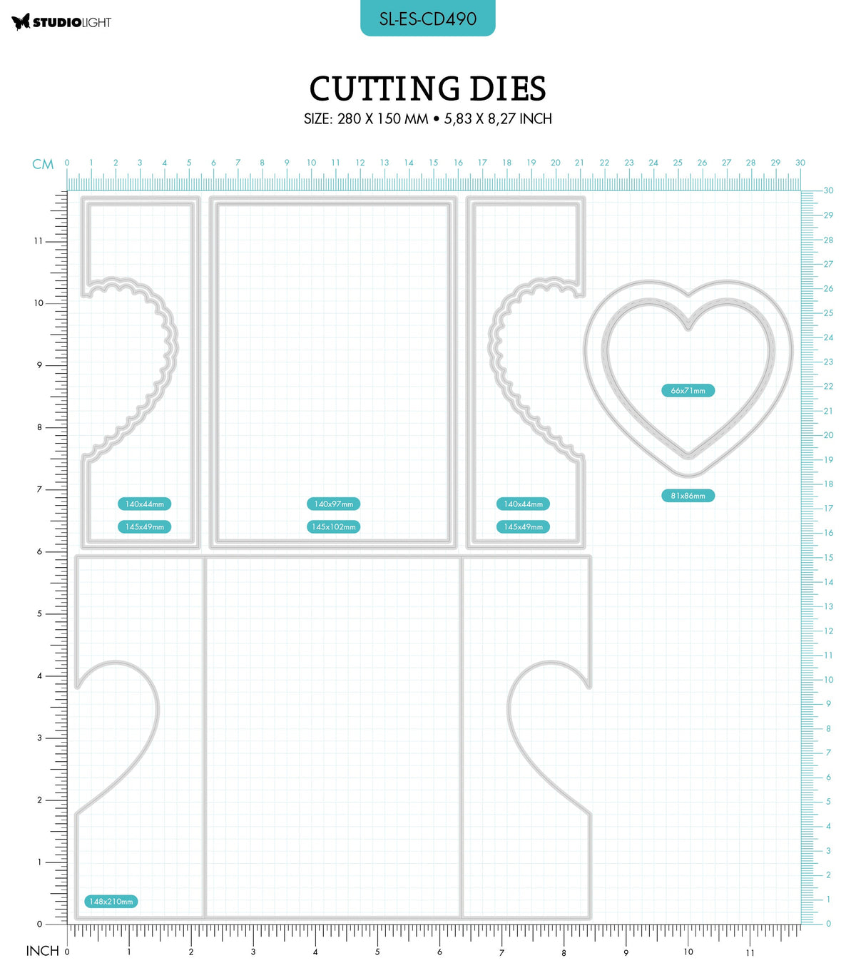 SL Cutting Die Heart Shutter Card Essentials 148x210x1mm 9 PC nr.490-2