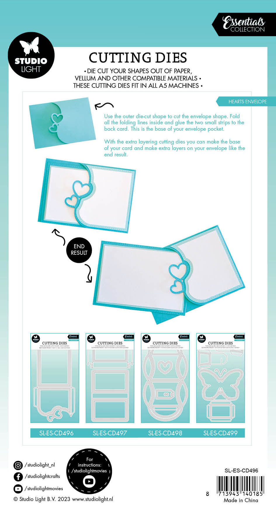 SL Cutting Die Hearts Envelope Essentials 267x132x1mm 6 PC nr.496-5