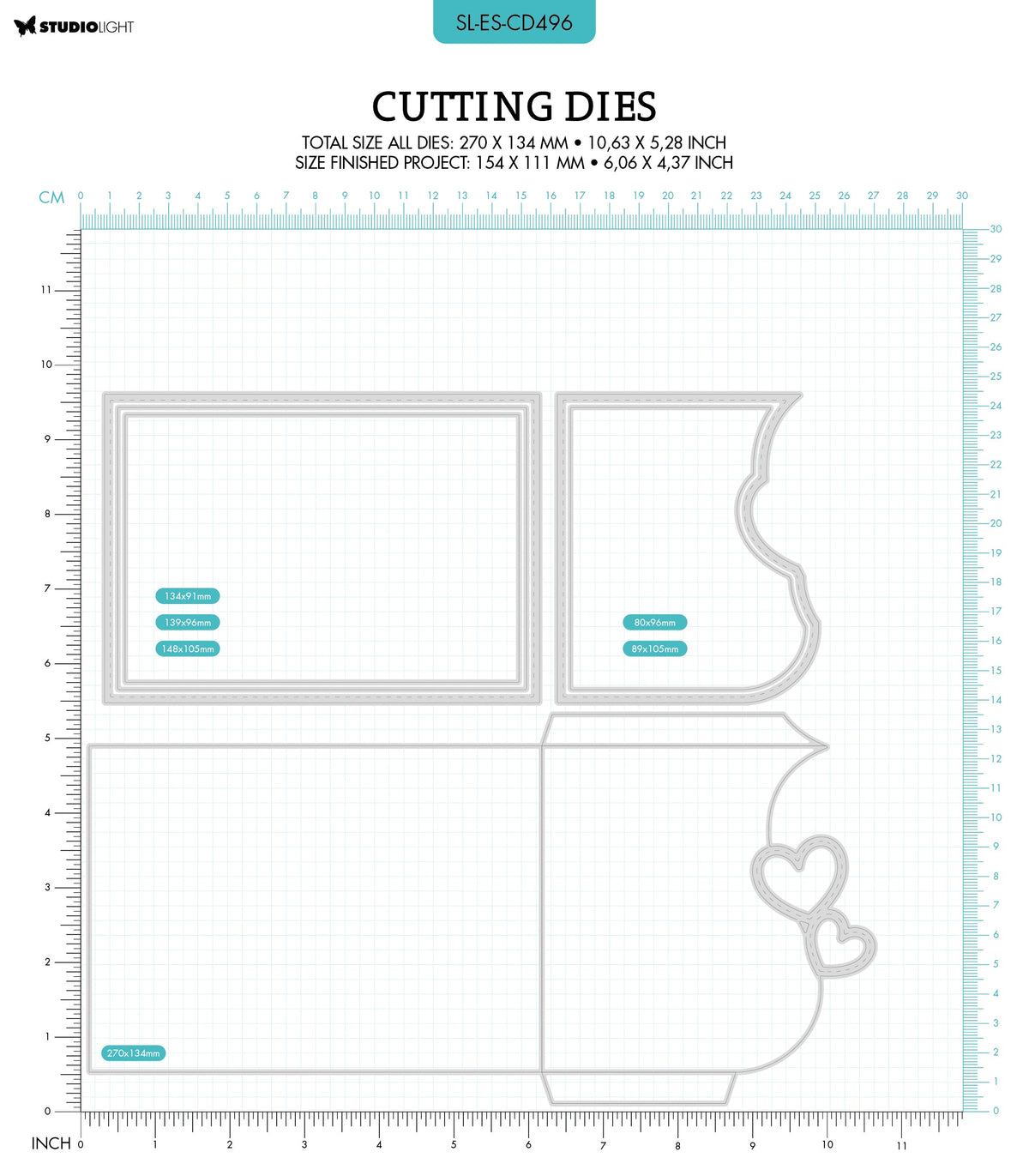 SL Cutting Die Hearts Envelope Essentials 267x132x1mm 6 PC nr.496-2